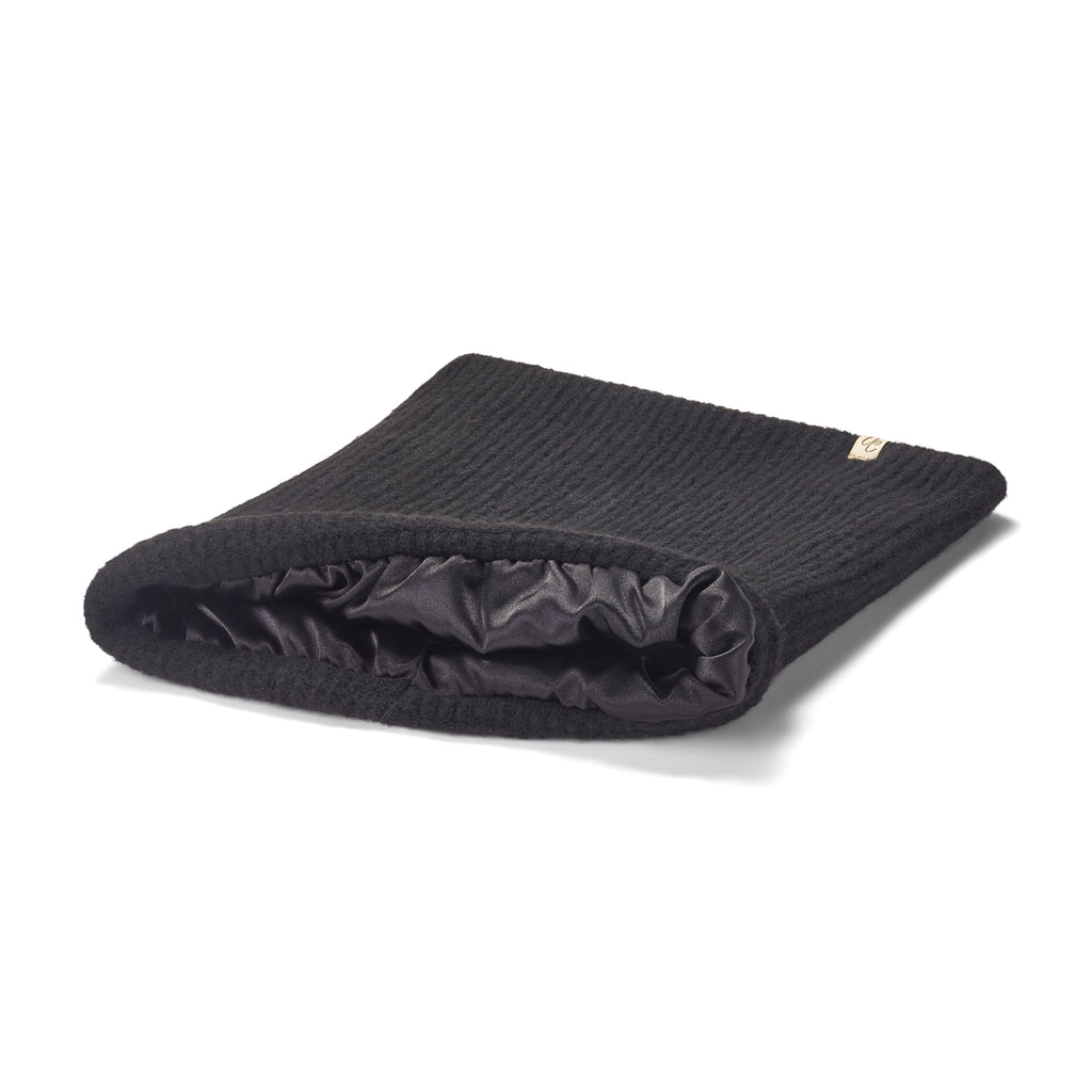 Only Curls Satin Lined Beanie and Snood Set - Sophia in Black - Only Curls