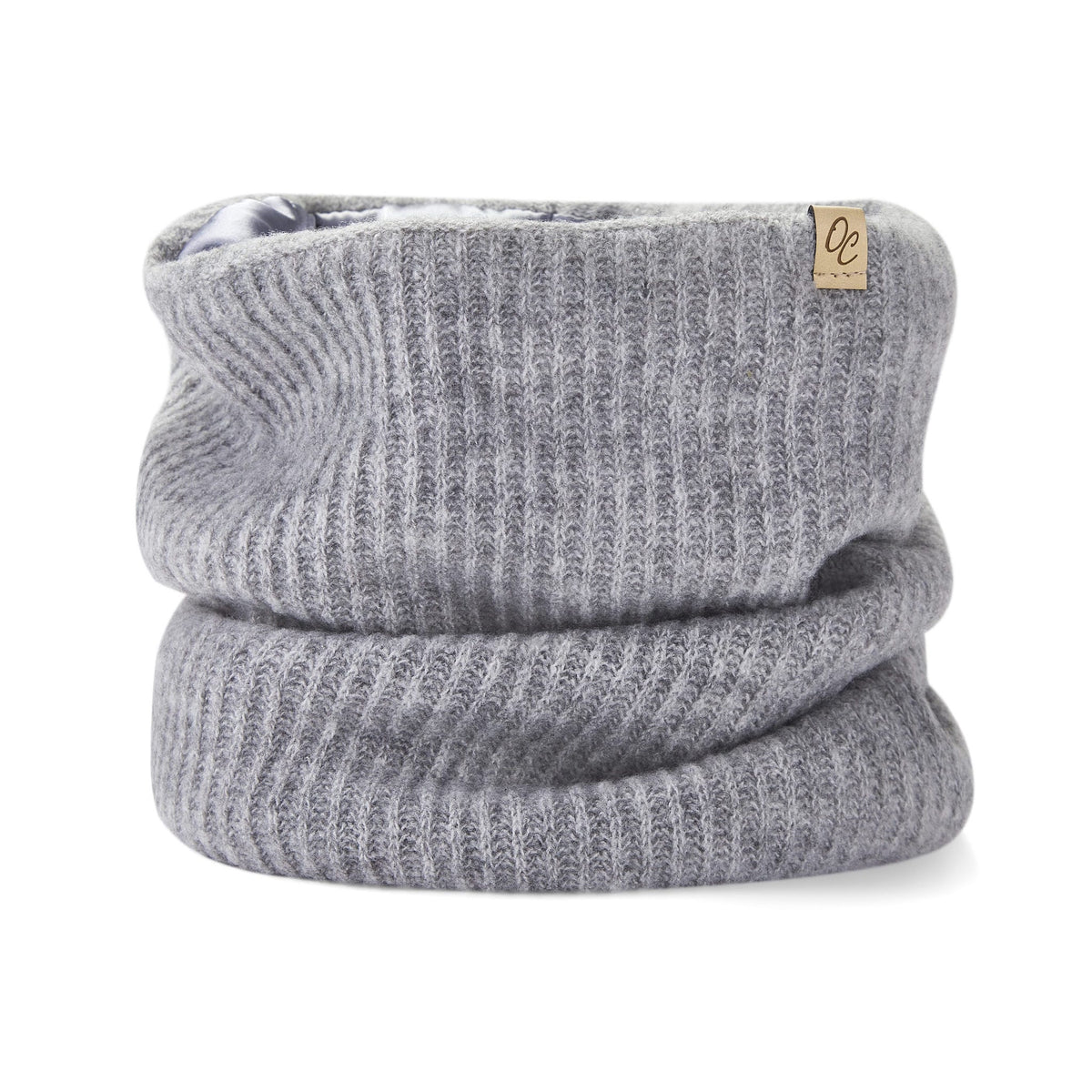 Only Curls Satin Lined Beanie and Snood Set - Sophia in Grey