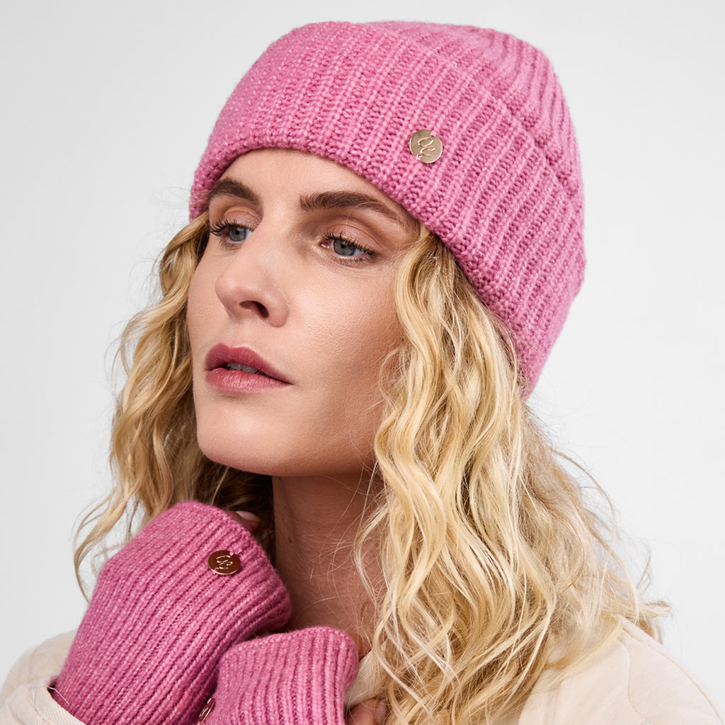 Only Curls Dusty Pink Super Soft Satin-Lined Beanie & Glove Set - Only Curls