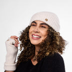 Only Curls Ivory Super Soft Satin-Lined Beanie & Glove Set - Only Curls