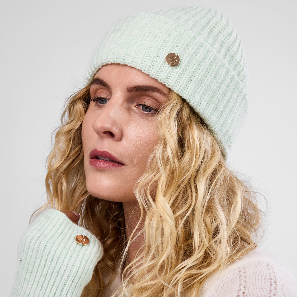 Only Curls Minty Green Super Soft Satin-Lined Beanie & Glove Set - Only Curls