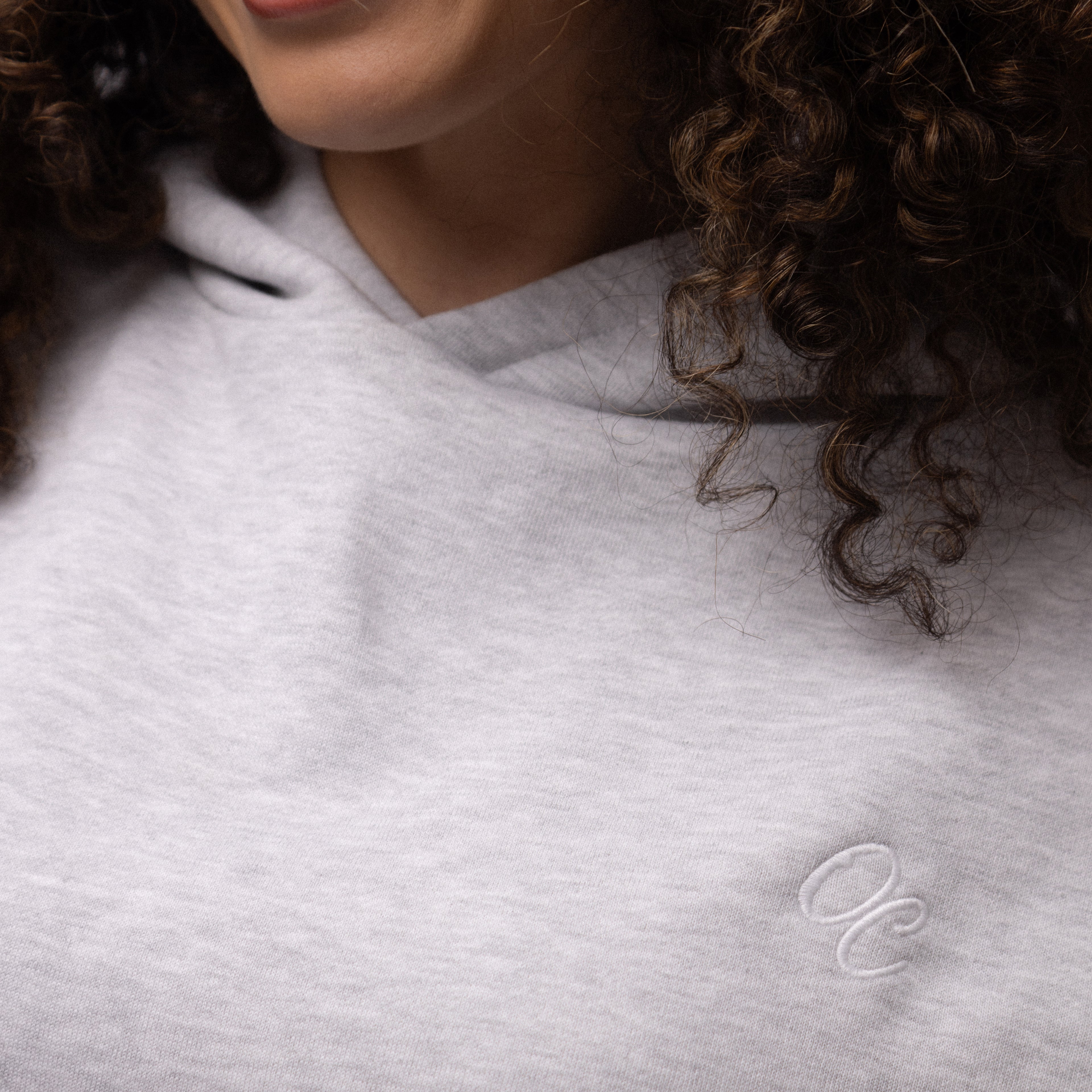 Only Curls Satin Lined Hoodie, Relaxed Fit - Grey Marl - Only Curls