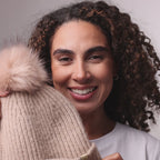 Only Curls Satin Lined Beanie with Pom - Carrie in Sand