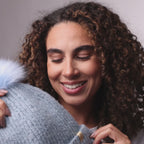 Only Curls Satin Lined Beanie with Pom - Carrie in Light Blue