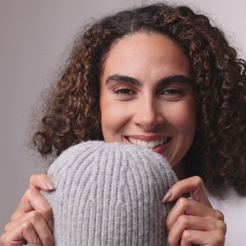 Only Curls Satin Lined Beanie - Ella in Grey