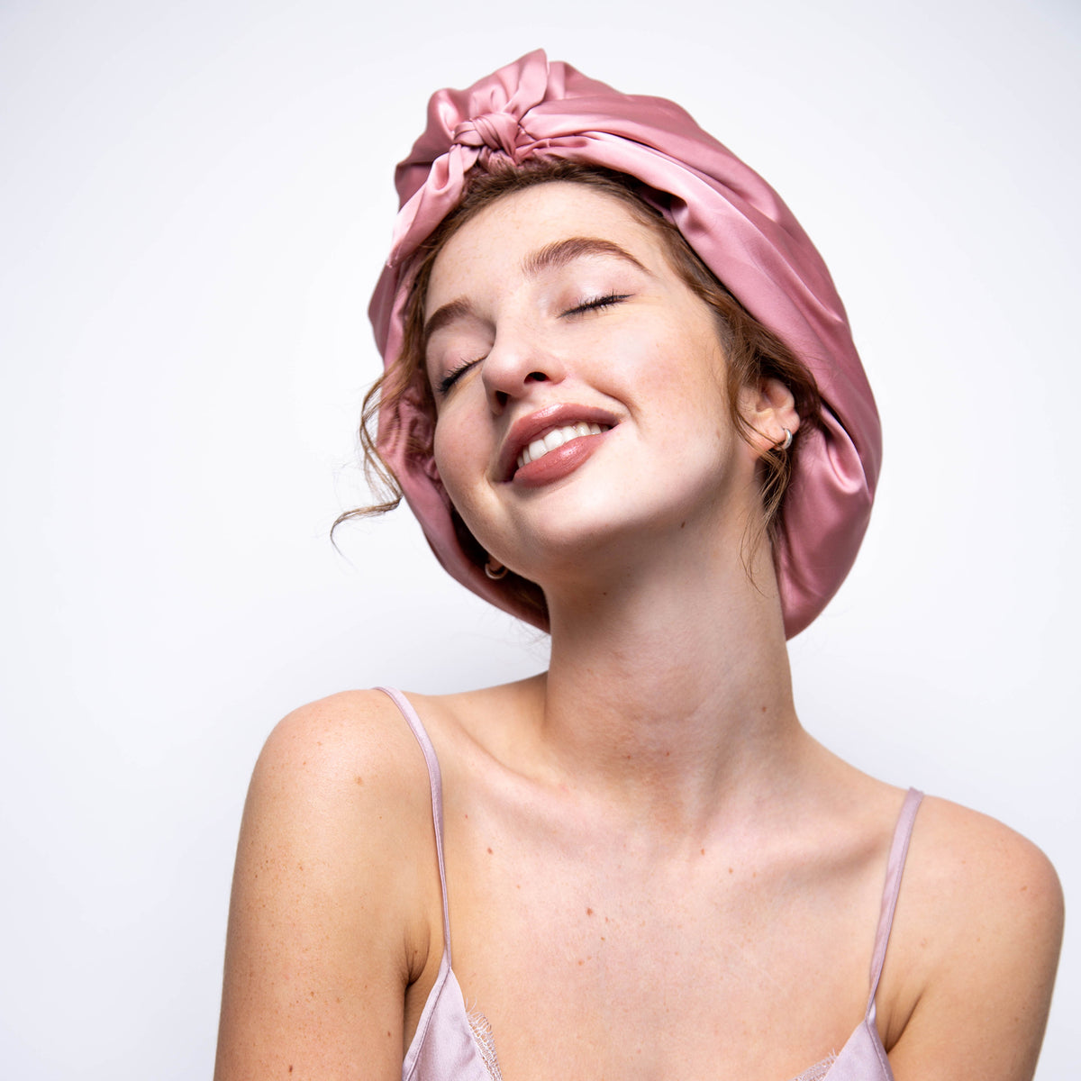 Only Curls Satin Sleep Turban - Dusty Rose - Only Curls