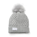 Little Curls Satin Lined Knitted Beanie Hat - Grey with Pom Pom - Only Curls