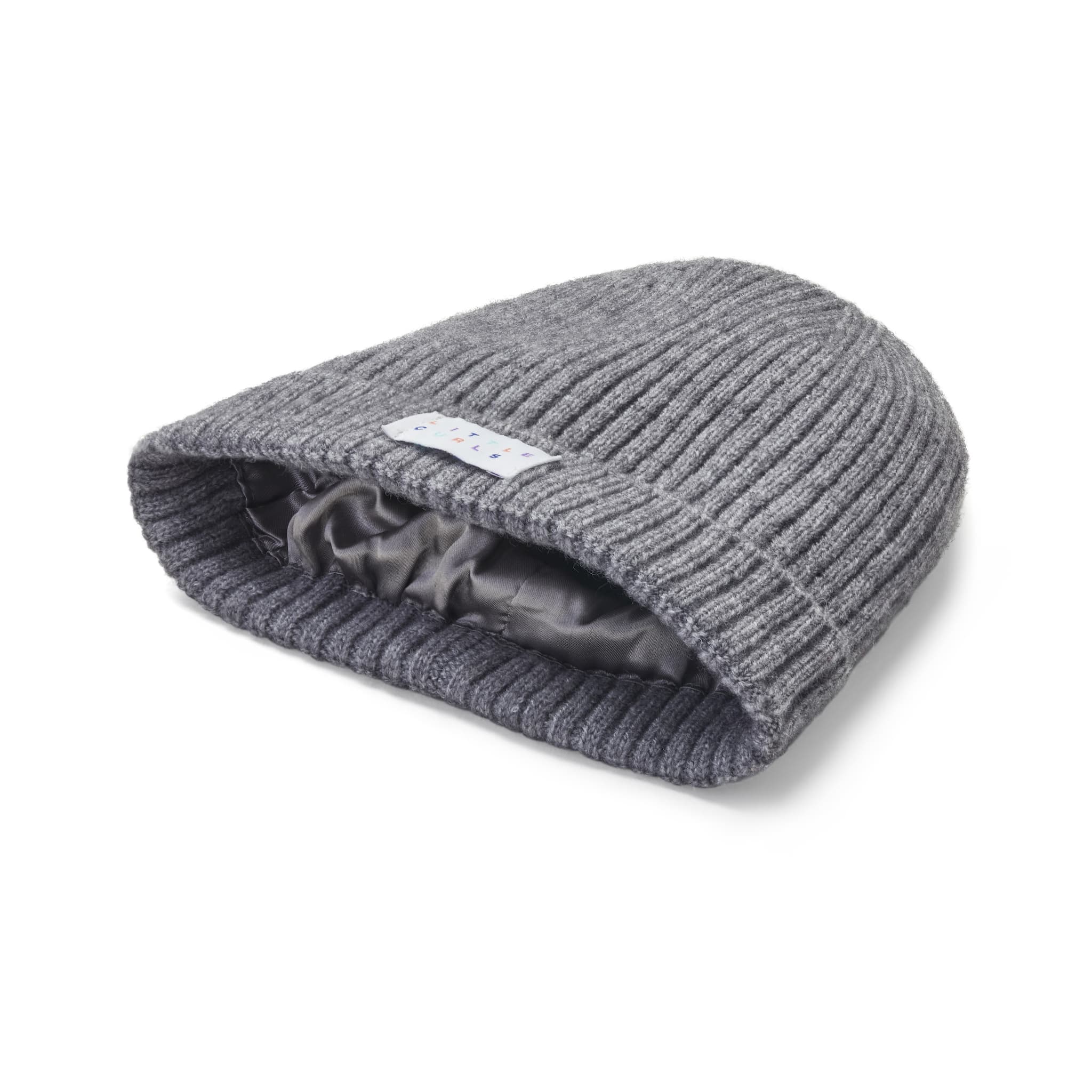 Little Curls Satin Lined Lightweight Beanie Hat - Grey - Only Curls