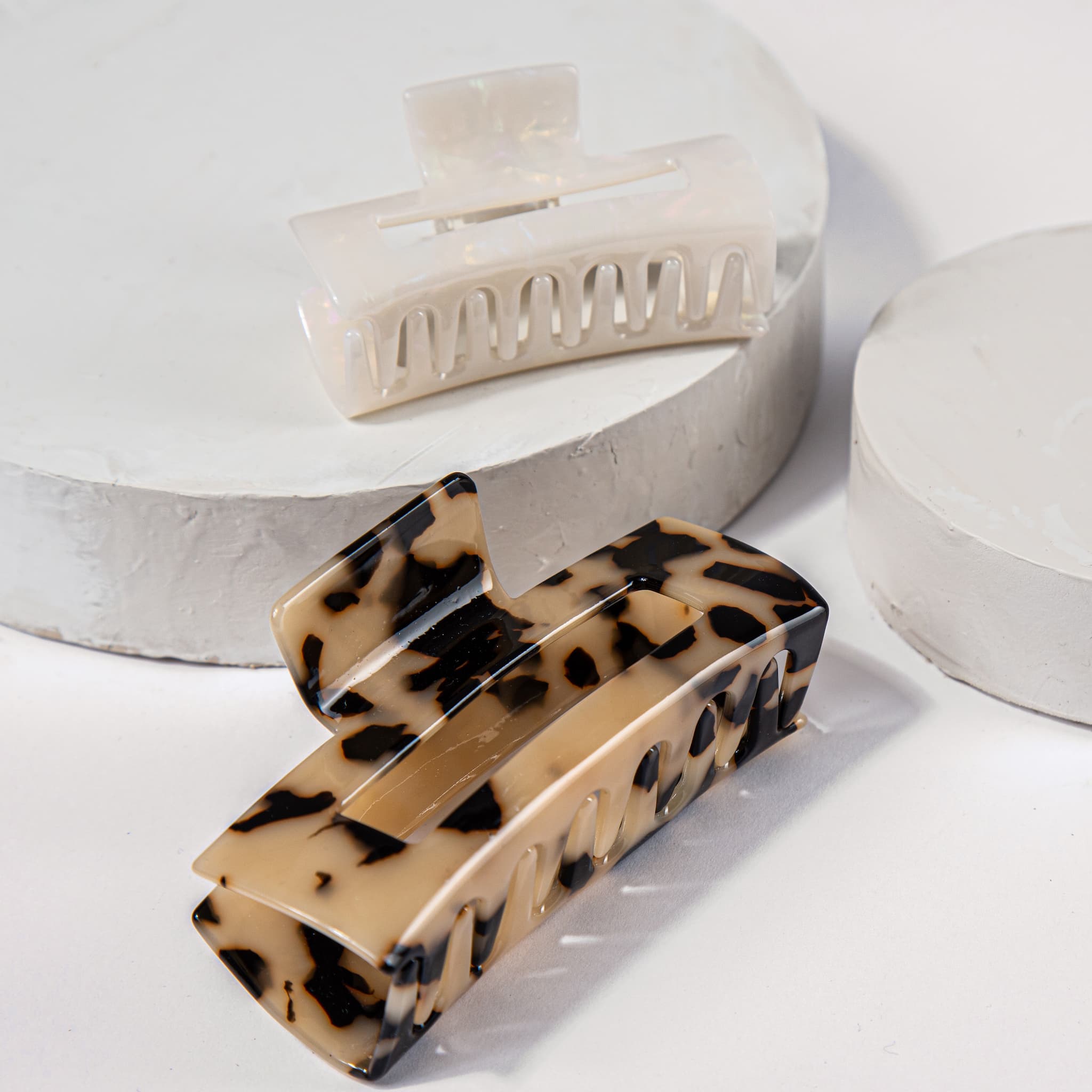 Only Curls Rectangle Claw Clips - Tan - Only Curls