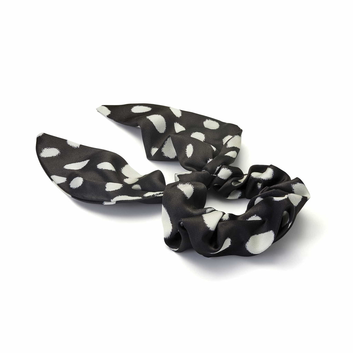 Only Curls Satin Scarf Scrunchie - Black Dot - Only Curls