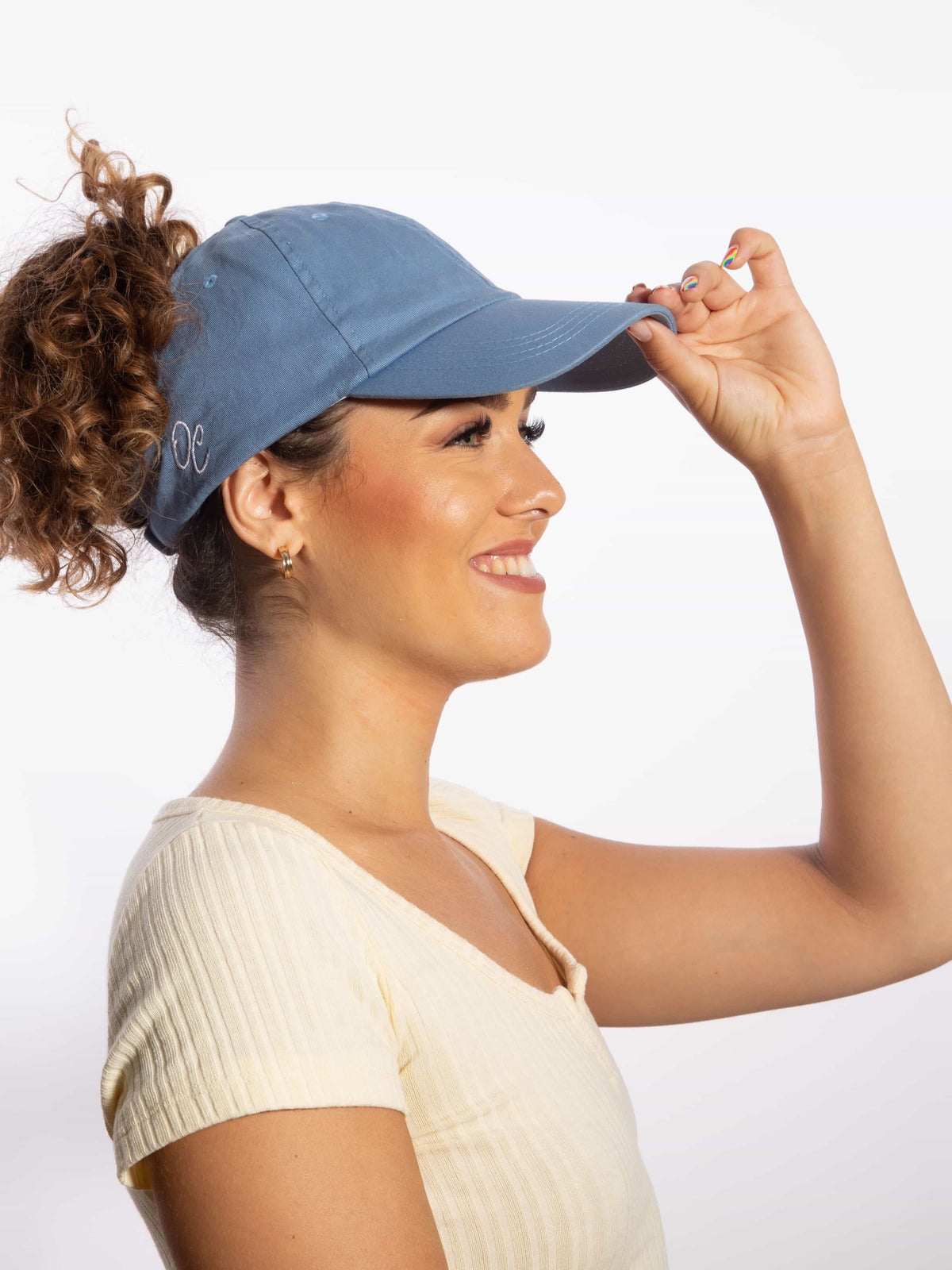 Only Curls Satin Lined Baseball Hat (with open back) - Sky Blue - Only Curls