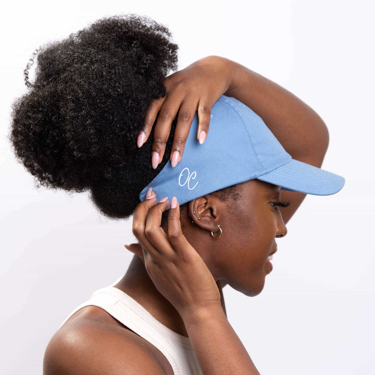 Only Curls Satin Lined Baseball Hat (with open back) - Sky Blue - Only Curls
