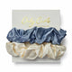 Only Curls Silk Scrunchies - Dusty Blue and Ivory