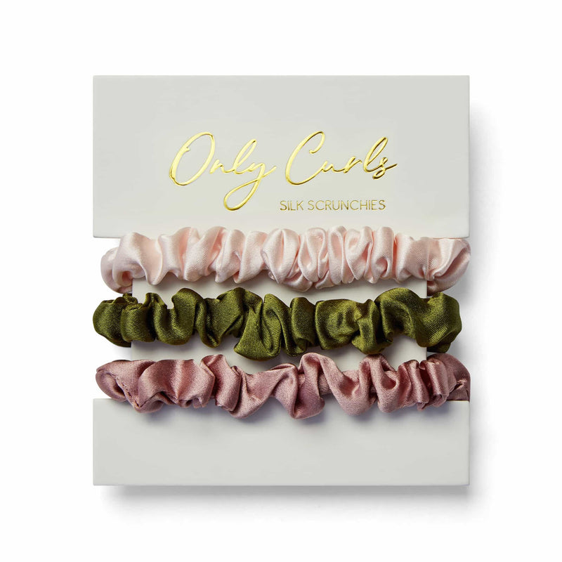 Only Curls Silk Scrunchies (Mini) - Pinks and Olive