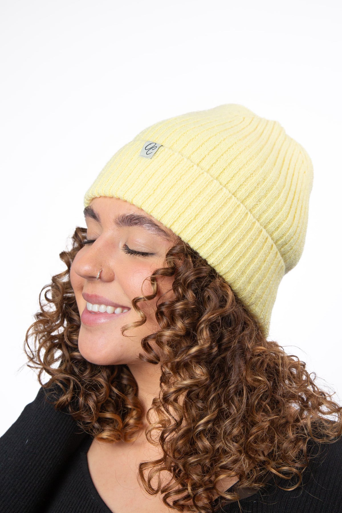 Only Curls Satin Lined Spring Beanie Hat - Lemon - Only Curls