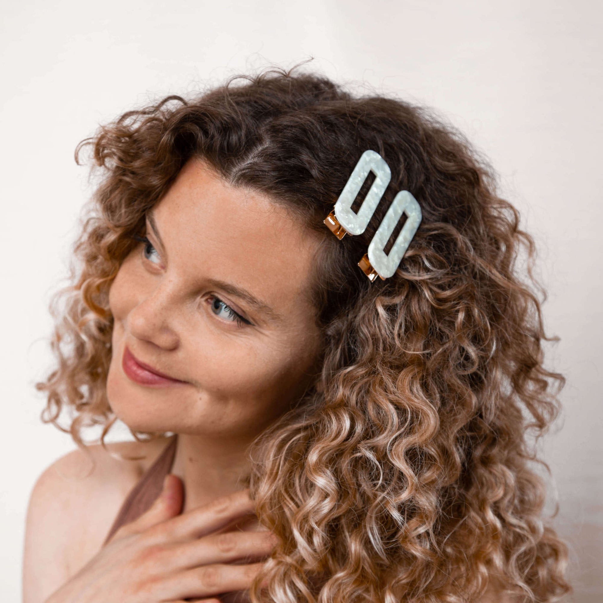 Only Curls White Shimmer Crocodile Hair Clips - Only Curls