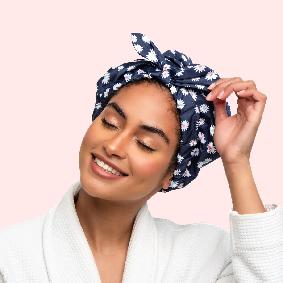 Only Curls Shower Cap - Navy Daisy - Only Curls