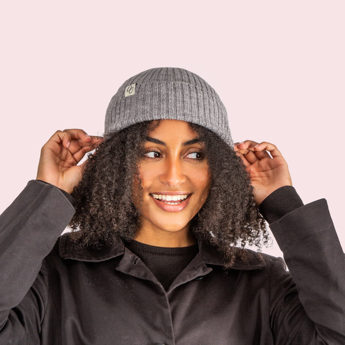Only Curls Satin Lined Lightweight Beanie Hat - Grey - Only Curls
