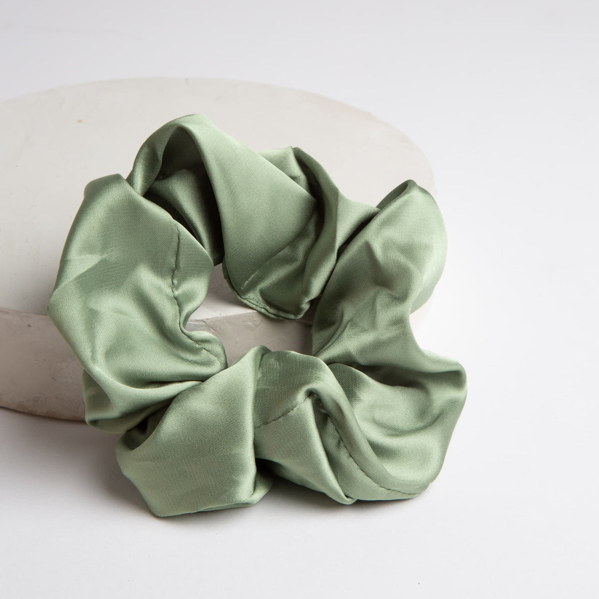 Only Curls Satin Scrunchie - Dusty Green - Only Curls