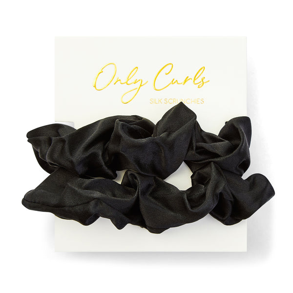 Only Curls Silk Scrunchies Black