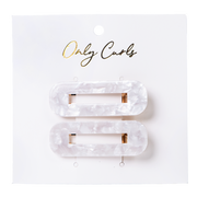 Only Curls Crocodile Hair Clips - White Shimmer